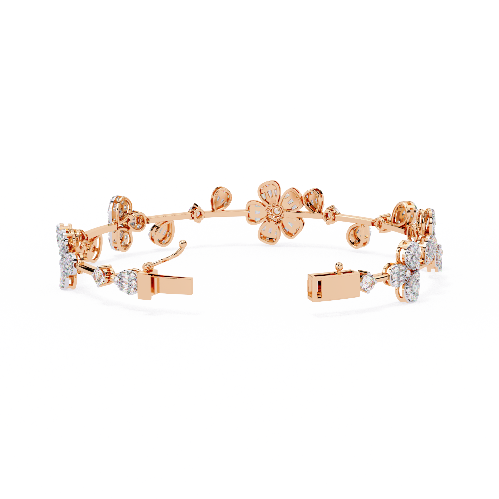Solitairekart 2.36ct Floral Diamond Gold Bracelet-HI Color, VS-SI Clarity